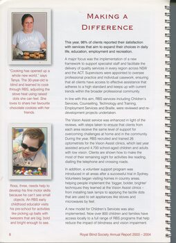 Outline of changes to programs and images of Tanya and Ross