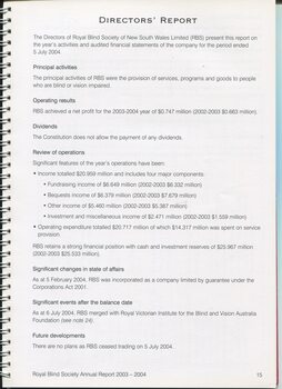 Directors report on financial activity and planning