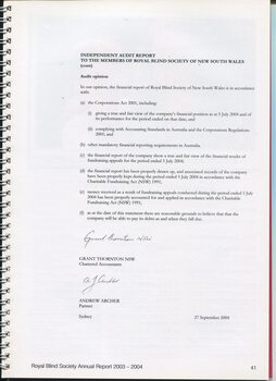 Independent audit report by Grant Thornton