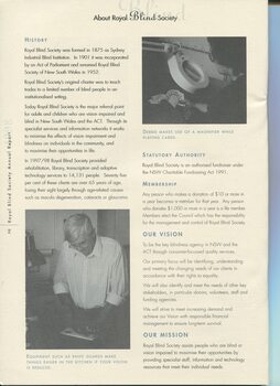 History and overview of RBS with images of clients using knife guard and magnifier
