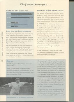 CEO's report with profile of client Shayne