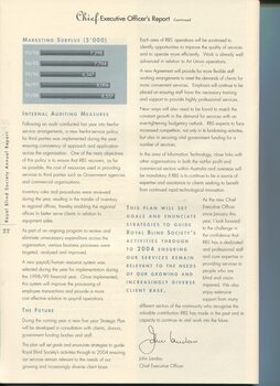 CEO's report and table of marketing surplus