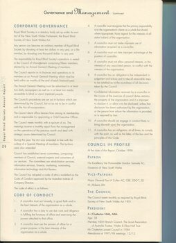 Corporate governance information for the Society