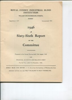 Title page with request to Kindly read this report