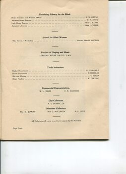 Staff listing of supervisors, instructors and collectors