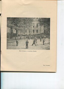 Photograph of blind cricketeers at lunchtime practice