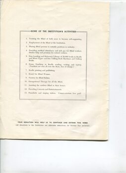 Activities provided by the Royal Sydney Industrial Blind Institute