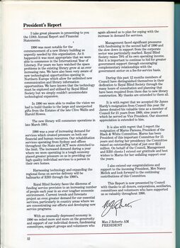 President's report on major activities