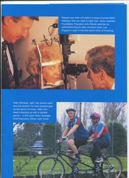 Peter Rickards with John Cook on tandem cycle and an eye test