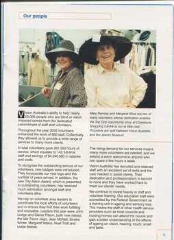 Report on volunteers and image of Mary and Margaret from Top Opp