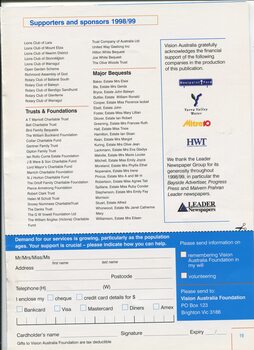 List of supporters and sponsors in current financial year