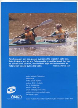 Peter and Rohan Rickards padding in a kayak