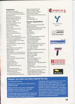 List of supporters and sponsors for the financial year