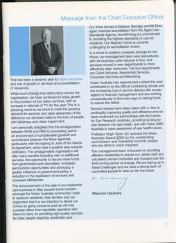 CEO's message and portrait of Malcolm Daubney