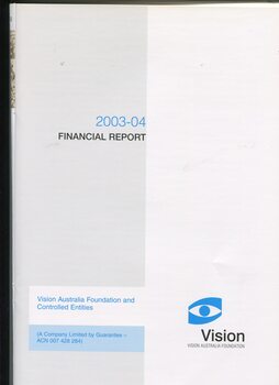 Cover of 2003-4 financial report for VAF