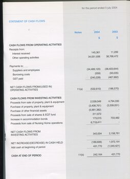 For the year ending June 30, Statement of Cash Flows