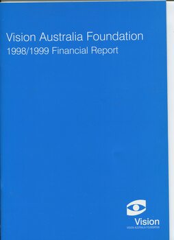 Blue cover page with white writing and VAF logo
