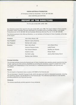 Report of the Directors, activities and operations