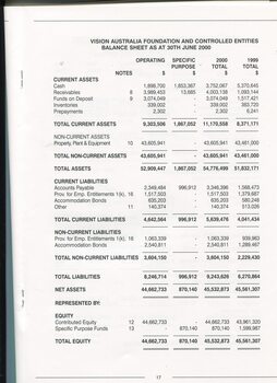Balance sheet for VAF for financial year