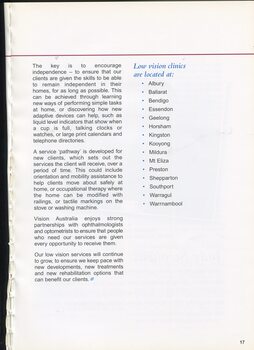 Overview of low vision services within VAF