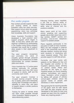 Overview of peer worker program at Vision Australia Foundation