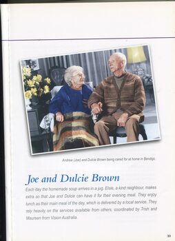 Profile of clients Joe and Dulcie Brown in Bendigo