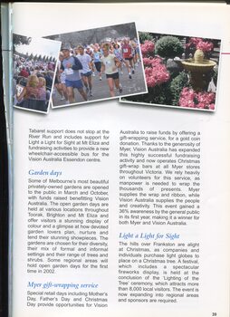 Request for support for Garden days, Myer gift wrapping, Light a Light for Sight
