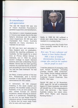 Profile of Harold Hill, who left a bequest to VAF