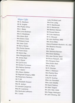 Listing of trusts, foundations and donors to VAF