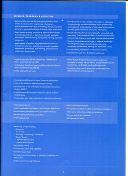 Continuing table with Services, Programs and Activities