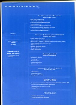 Table showing management of departments and reporting structure