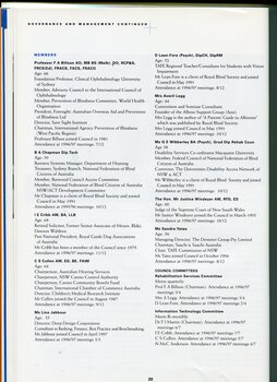Royal Blind Society of NSW Council members and backgrounds