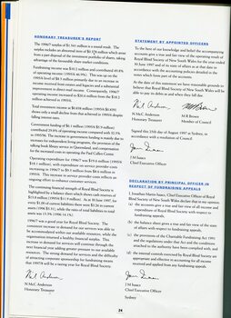 Honorary Treasurer's Report and Statement by Appointed Officers