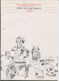 Drawing of people playing, cooking, fixing a bike, walking, changing a baby