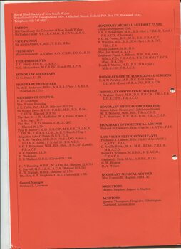 Patron, President, Council Members and list of honorary positions