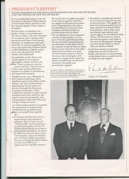 President's report with photo of Sir Alexis Albert and Paul Cullen