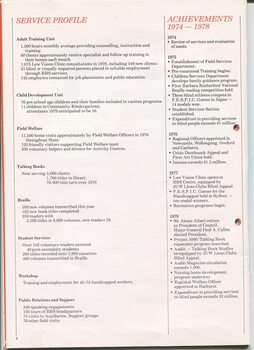 Achievements 1974-1978 and statistics on services provided