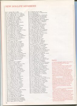 Listing of people made Life Members in 1978