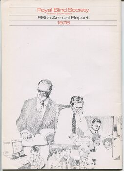 Drawing of people working and children talking