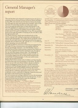 General Manager's report with signature of Graham Lawrence