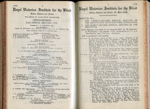 List of Office Bearers and Minutes from the Annual General Meeting