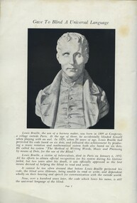 Bust and profile of Louis Braille