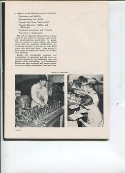 Management report and images of blind workers