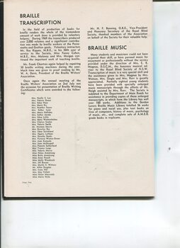Braille Writers Association and Braille music update