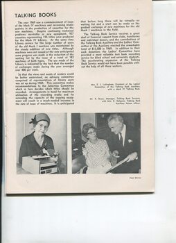 Talking Books update and image of Mrs E. Ledingham, K Bruce and Mrs B Halperin