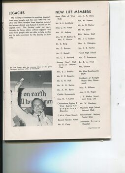 Legacies received and new Life Members