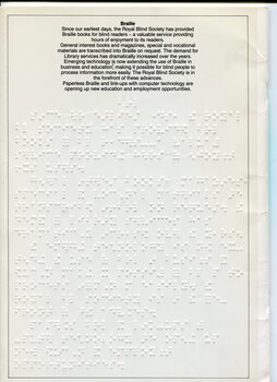 Printed info on Braille and Braille version on same page