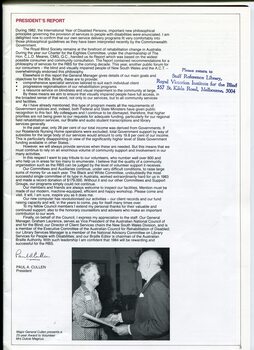 President's report discussing highlights of year