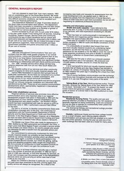 General manager's report discussing activities of year