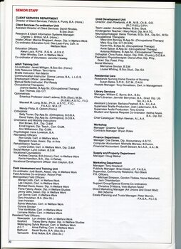 Senior staff listing by department